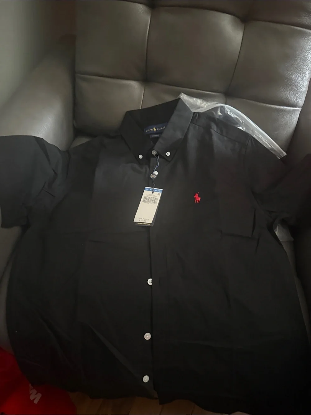 Polo by Ralph Lauren Black Short-Sleeve Button-Down Shirt with Red Pony